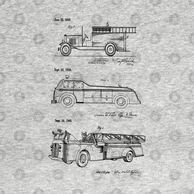 Patent Prints Vintage Fire Trucks by MadebyDesign